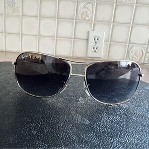 Ray-Ban Silver Frame Sunglasses with Black Lenses